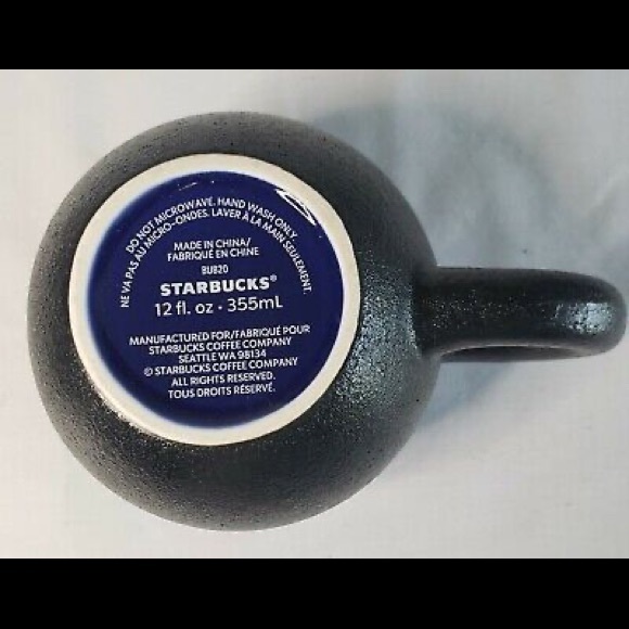 NWOB STARBUCKS BUB20 Black Blue Barrel Mug Cup Cannon Weight Lift Ball 12oz - Picture 7 of 7